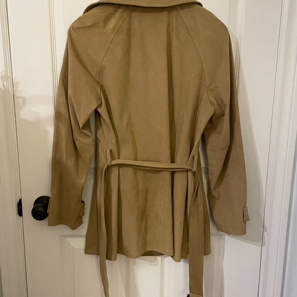 Zara Short Suede Trench Coat - Picture 7 of 9